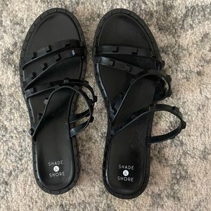 Shade & Shore Black Studded Strapy Summer Sandal